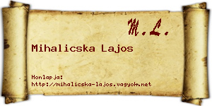 Mihalicska Lajos névjegykártya